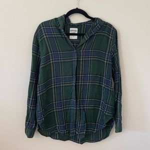 Garage Green and black flannel with hoodie